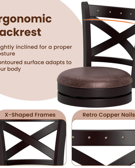Giantex 30" Swivel Bar Stools with Footrest & Rubber Wood Frame