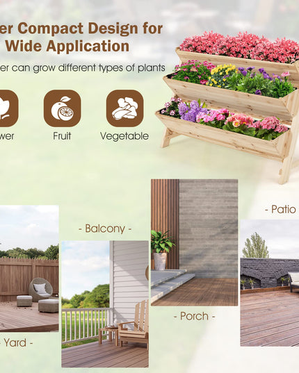 Giantex Raised Garden Bed, Vertical Planter with Storage Shelf (Natural)