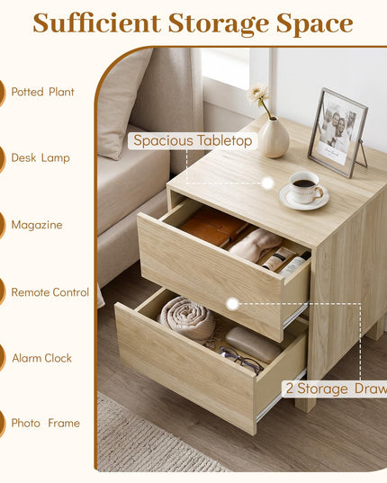 Giantex Wood Night Stand w/2 Storage Drawers & Anti-Tipping Device (1/2)