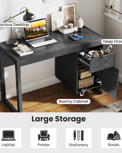 Giantex Computer Desk with Drawer & Storage Cabinet
