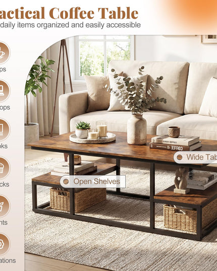 Giantex 43" Rectangular Modern Coffee Table with Storage