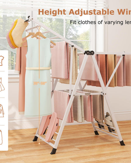 Giantex Clothes Drying Rack Foldable Metal Laundry Drying Rack（ 55.5"L x 39"-58"H）