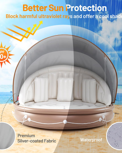 Giantex Canopy Island Inflatable Lounge w/SPF50+ Retractable Detachable Sunshade