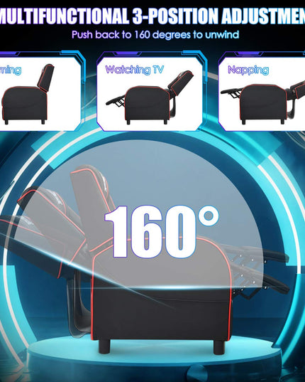 Gaming Recliner Chair, Racing Style Single Recliner Sofa - Giantex