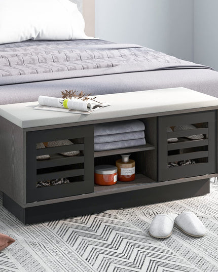Giantex Entryway Shoe Storage Bench - Shoe Rack w/Seat Cushion & 6 Storage Compartments