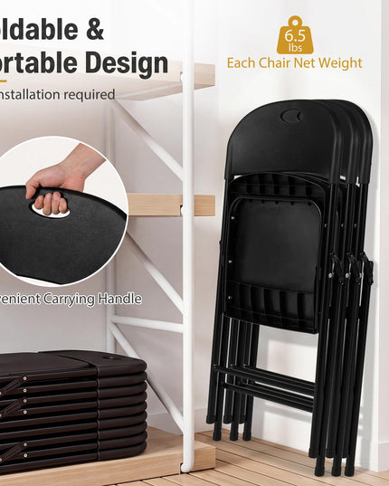 Giantex 4/6/8/12 Pack Plastic Folding Stackable Chair with Curved PP Seat