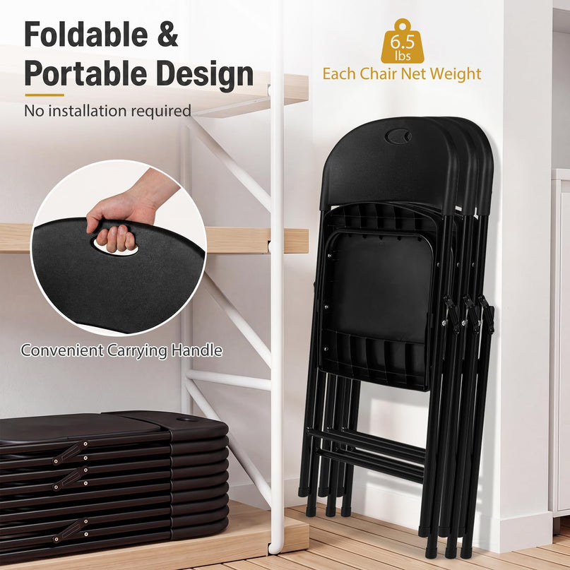 Giantex 4/6/8/12 Pack Plastic Folding Stackable Chair with Curved PP Seat