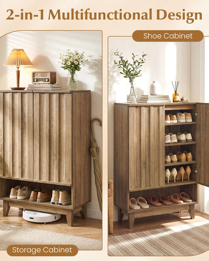 Meuble à chaussures Giantex avec 2 portes cannelées pour entrée
