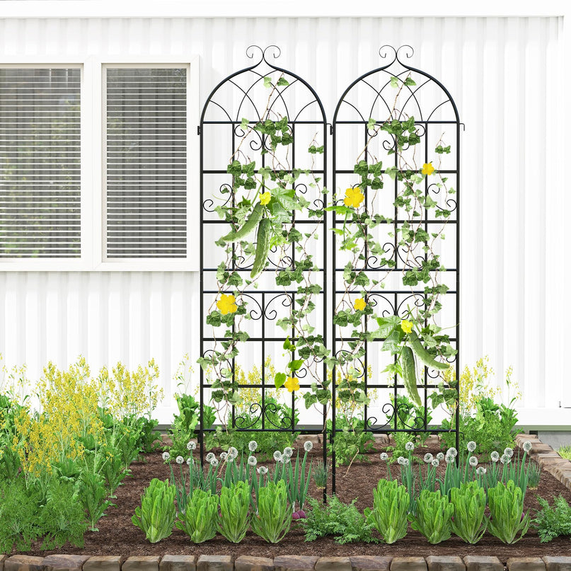 Giantex Treillis de jardin métallique de 180 cm x 50 cm pour plantes grimpantes d'extérieur (lot de 2/4)