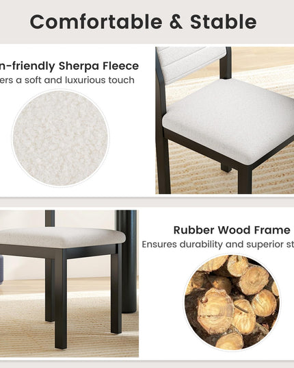 Giantex Sherpa Kitchen Chairs with Wood Frame & Padded Seat