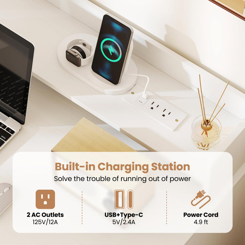 Giantex 43" Home Office Computer Desk with Charging Station