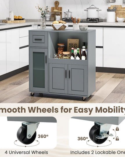 Giantex Kitchen Island with Storage, Kitchen Cart with Wheels