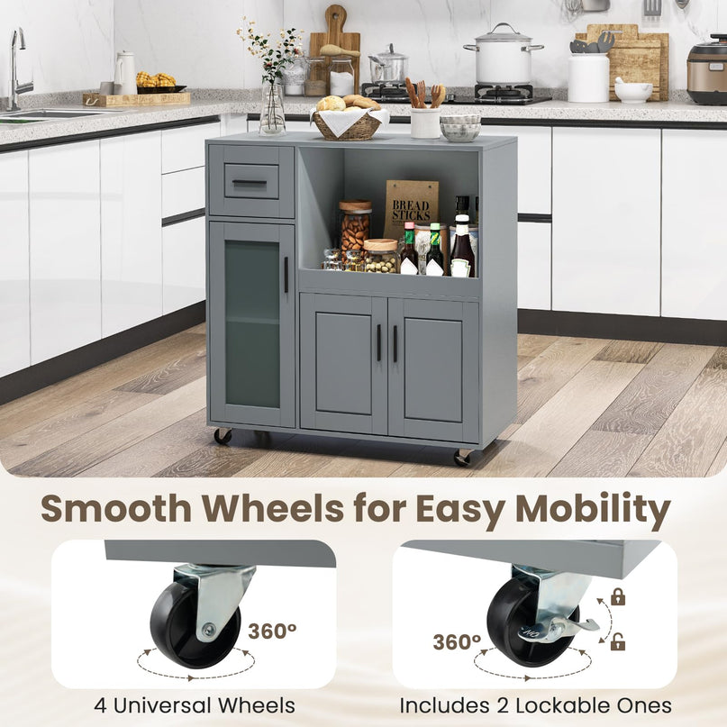 Giantex Kitchen Island with Storage, Kitchen Cart with Wheels