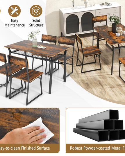 Giantex Dining Table Set for 4, 47”L x 28”W Rectangular Kitchen Table w/ 4 Trapezoid Chairs
