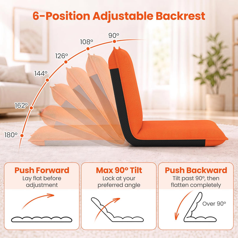 GIANTEX Adjustable Mesh Floor Sofa Chair for Meditation Seminars Reading TV Watching or Gaming