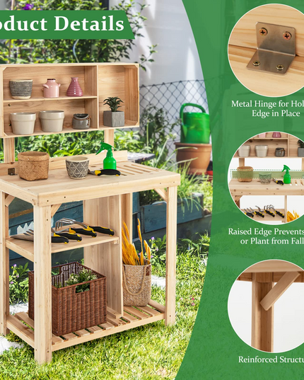 Giantex Potting Bench, Garden Potting Table with Storage Shelf