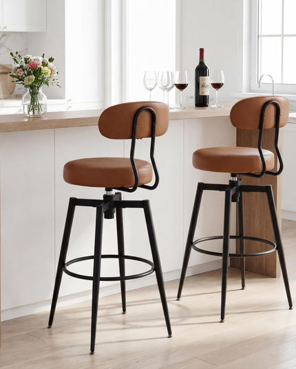 Giantex Swivel Barstools Set w/Upholstered Seat & Back