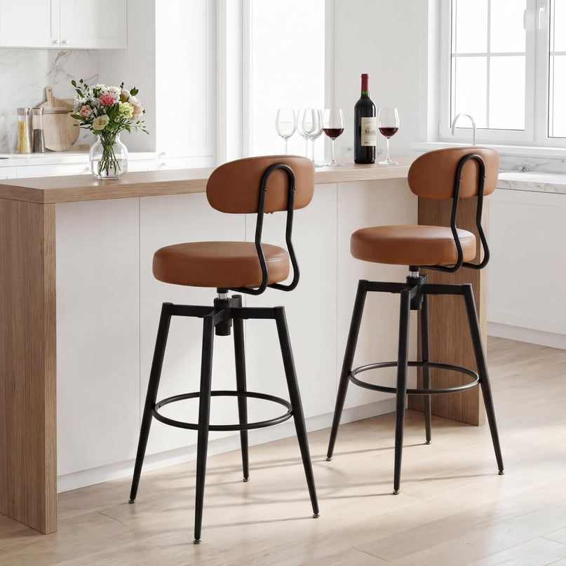 Giantex Swivel Barstools Set w/Upholstered Seat & Back