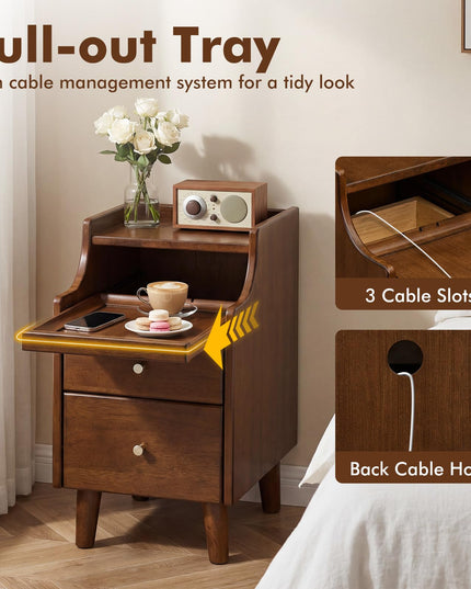 Giantex Narrow Night Stand Set 2 with Drawers(12”W x 16”D x 20”H)