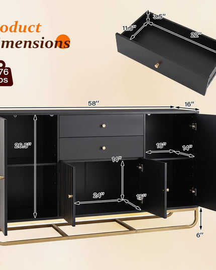 GIANTEX Modern Sideboard Buffet Cabinet with Storage & 2 Drawers