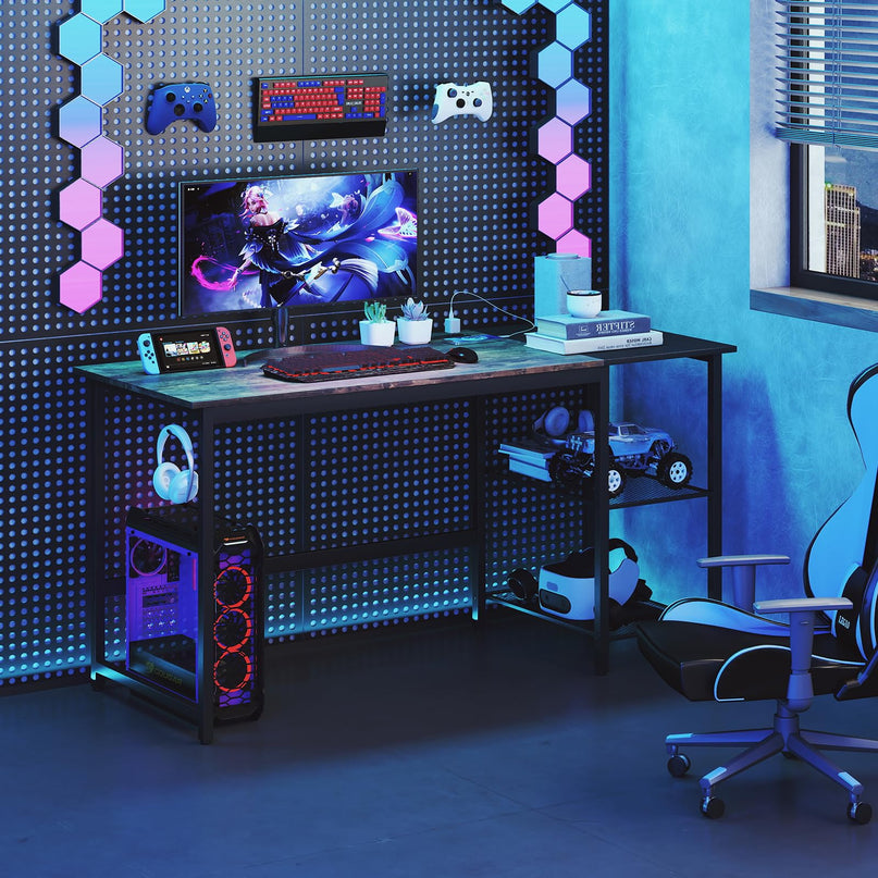 Giantex 59 Inch Computer Desk with Charging Station Study Writing Desk