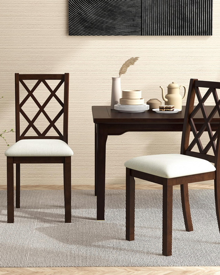 Giantex Wood Dining Chairs Set of 2, Farmhouse Kitchen Chair with Rubber Wood Legs, Max Load 400 Lbs