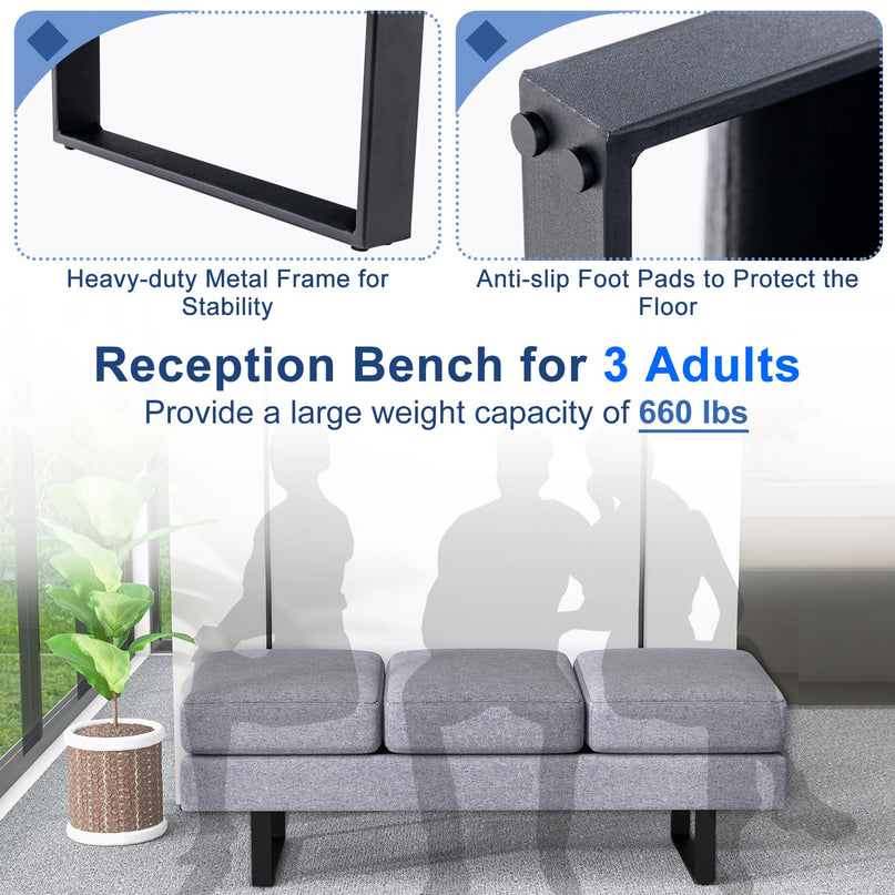 Giantex Waiting Room Chairs, Office Guest Chair with 660 Lbs Weight Capacity , Grey