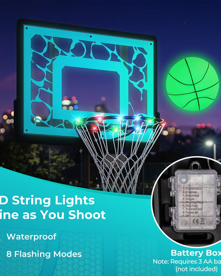 Giantex Pool Basketball Hoop Poolside with LED Solar Lights