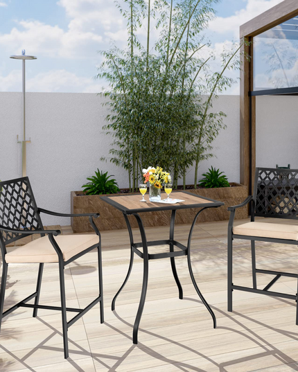 Set of 2 or 4 Patio Bar Chairs Outdoor High Chairs with Cushion Metal Bistro Stool