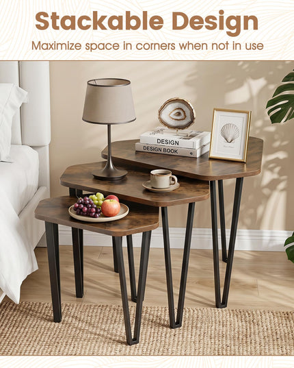 Giantex Nesting Coffee Tables Set of 3 for Living Room & Apartment