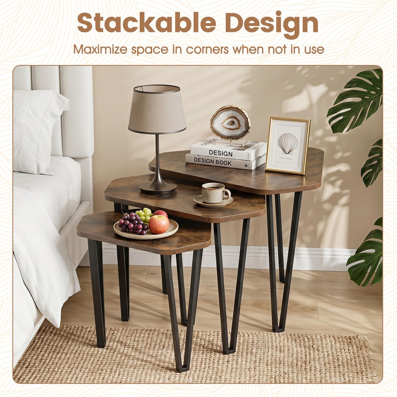 Giantex Nesting Coffee Tables Set of 3 for Living Room & Apartment