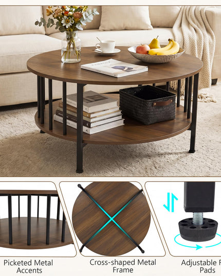 Giantex 32.5" Farmhouse Round Coffee Table