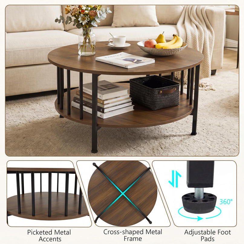 Giantex 32.5" Farmhouse Round Coffee Table