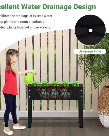 Giantex Raised Garden Bed, Metal Planter Box with Legs, Drain Hole, Outdoor Indoor Elevated Garden Box