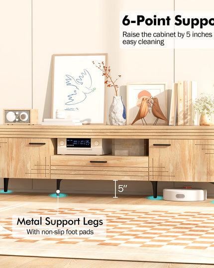 Giantex TV Stand for TV up to 65 Inches, Mid Century Modern Entertainment Center with 2 Cabinets