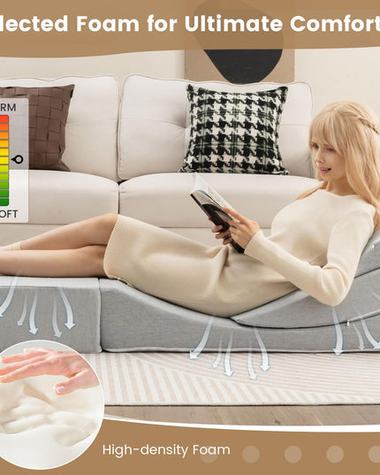 4-in-1 Floor Futon Sleeper Chair with High-Density Foam - Giantex