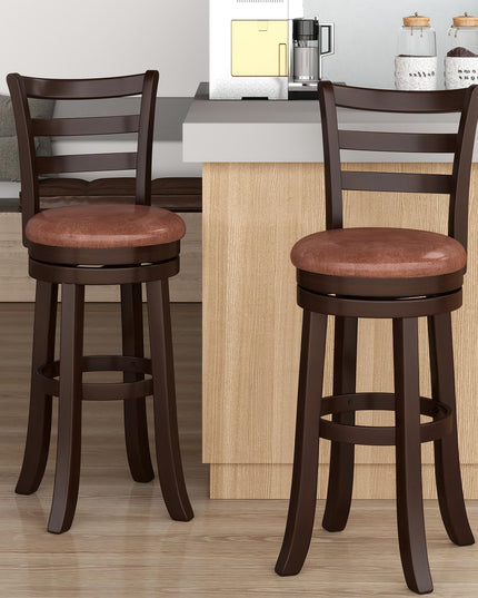 Giantex Swivel Bar Stools Set of 2/4 30" Upholstered Counter Height Bar Chairs