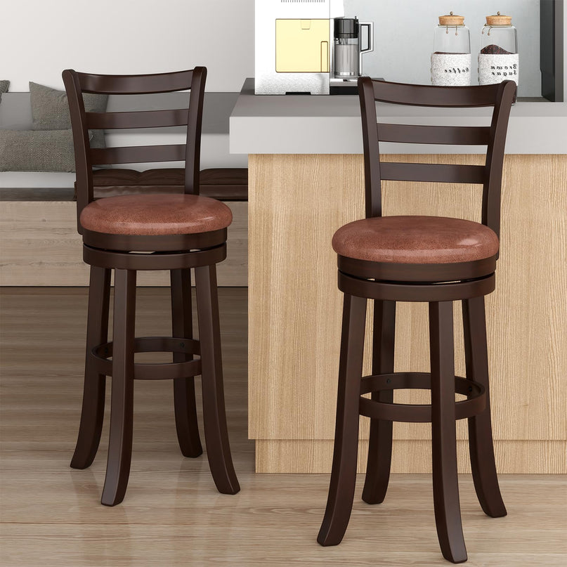 Giantex Swivel Bar Stools Set of 2/4 30" Upholstered Counter Height Bar Chairs