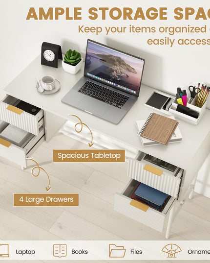 Giantex Modern Desk with 4 Drawers