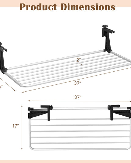 Giantex 37" L Aluminum Hanging Laundry Rack with Adjustable and Foldable Brackets