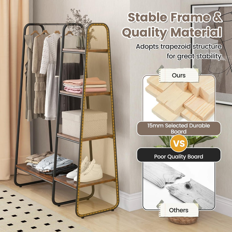 Giantex Clothes Rack with Shelves, Industrial Garment Rack with 5-Tier Shelves