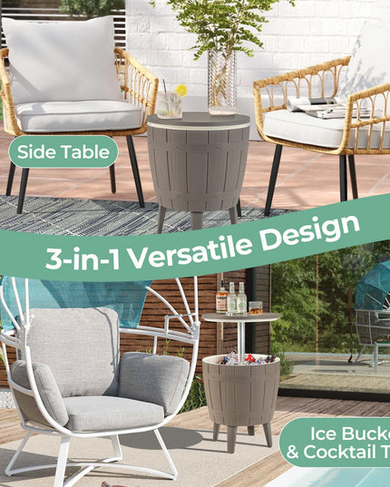 Giantex Cooler Side Table Outdoor - 10 Gallon Cooler Table with Drainage Plug, Adjustable Height