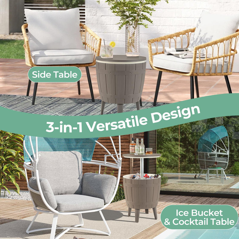 Giantex Cooler Side Table Outdoor - 10 Gallon Cooler Table with Drainage Plug, Adjustable Height