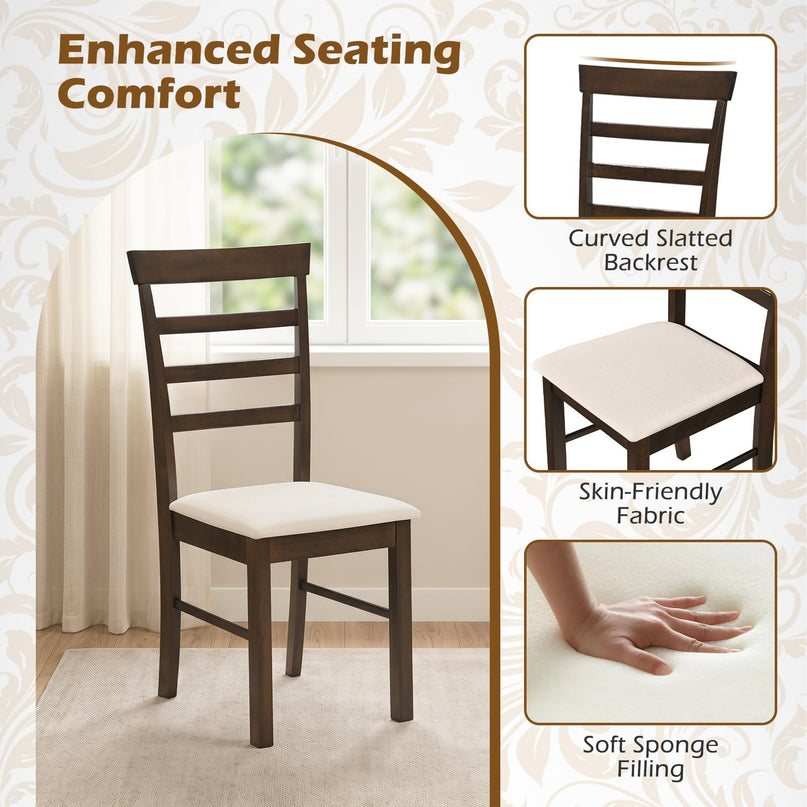 Giantex Dining Table Set with Upholstered Seat & Solid Rubber Wood Frame