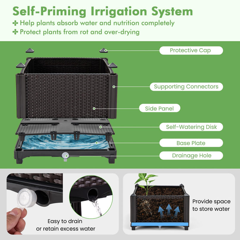 Giantex Raised Garden Bed Elevated Planter Box Kit with Self-Watering System