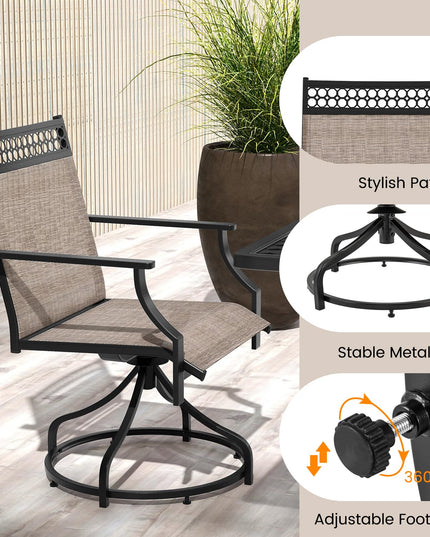 Giantex Swivel Outdoor Chairs, Patio Dining Chairs, Round Steel Base