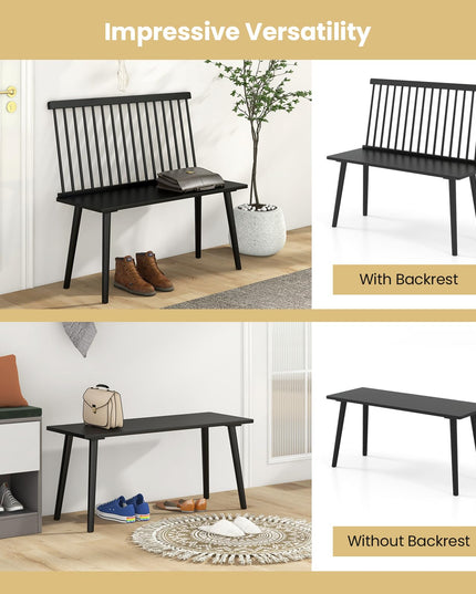 Giantex Entryway Bench for 2, Windsor Bench with Spindle Back & Anti-Slip Foot Pads