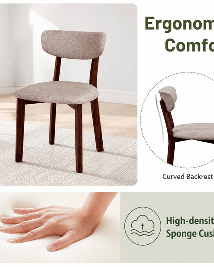 GIANTEX Wood Dining Chairs Set of 4 with Curved Padded Backrest