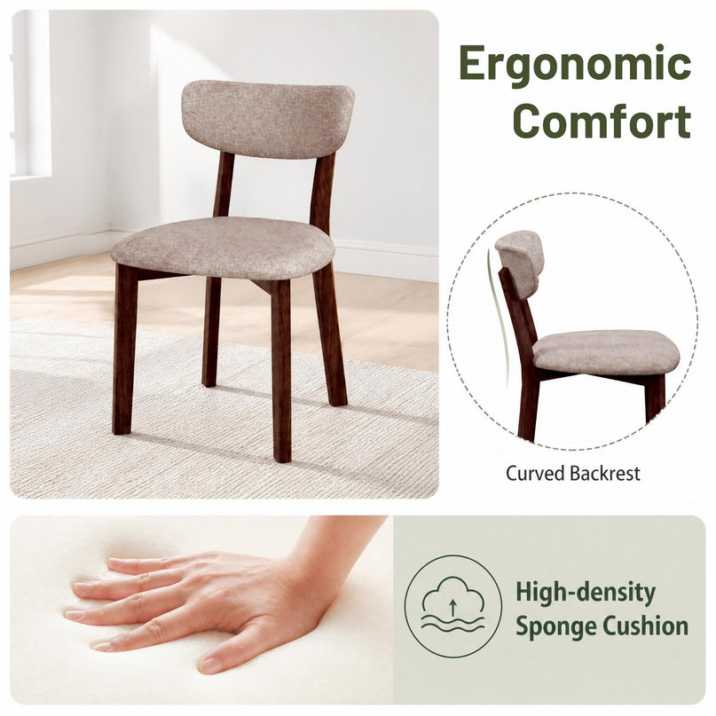 GIANTEX Wood Dining Chairs Set of 4 with Curved Padded Backrest