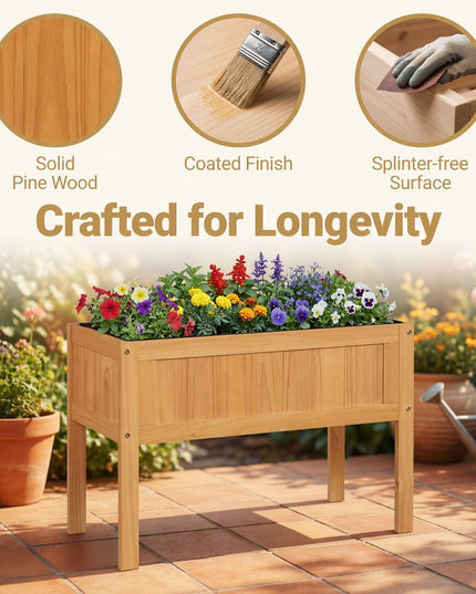 Giantex Solid Wooden Raised Garden Bed w/Legs (35"L x 16"W x 24"H)
